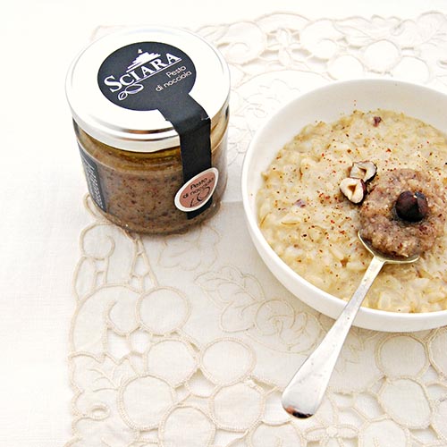 Risotto con mozzarella di bufala e Pesto di Nocciola
